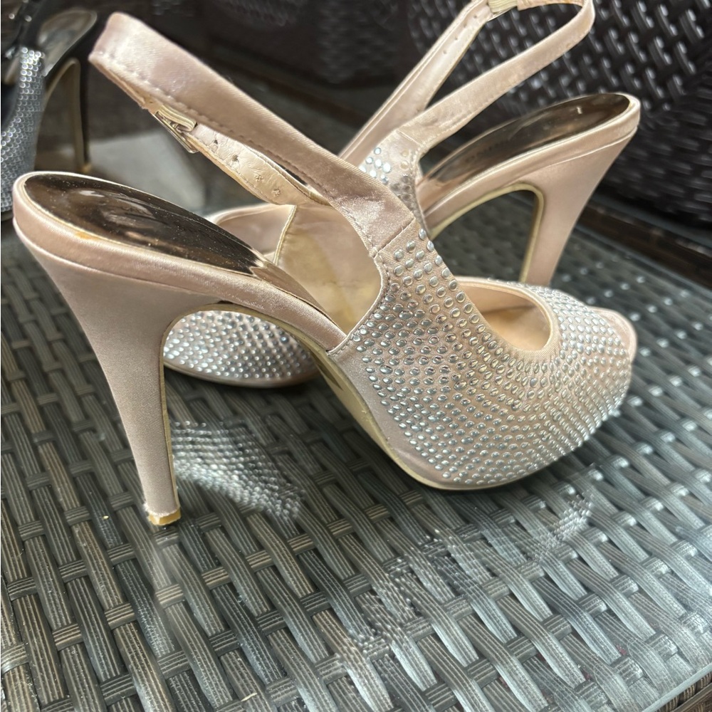 Call It Spring Cream Rhinestone Heels